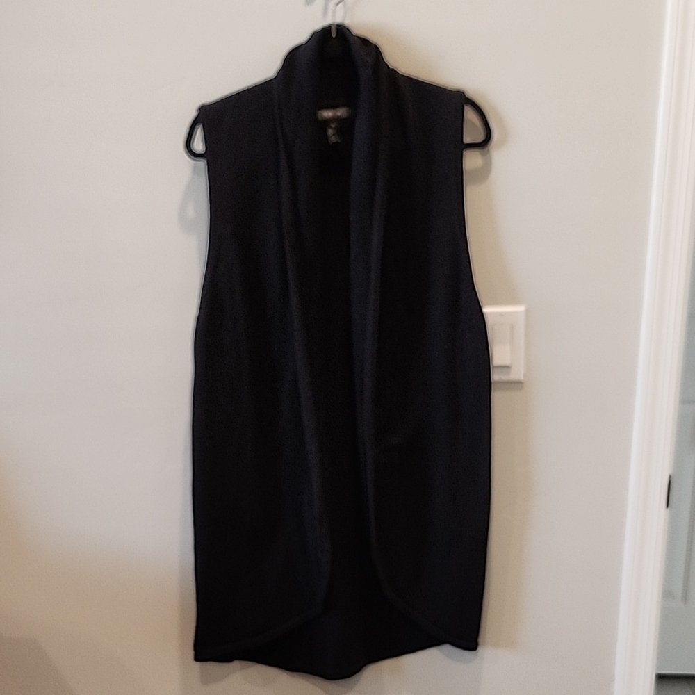 Style & Co. Black Sleeveless Open Front Sweater Vest
